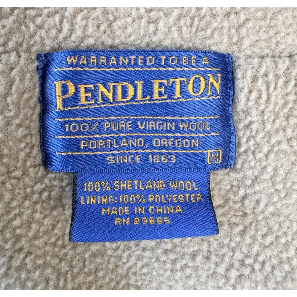 Pendleton Shetland Wool Zip Front Sweater Vest Fleece Lined Beige Tan Medium - Picture 2 of 16